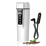 Nardea Hervidor de Viaje Coche 12V/24V, Portátil 450ml Hervidor de Agua Para Camión, Hervidor de Agua Electrico Para Coche Hacer Té y Café, Apagado Automático, Acero Inoxidable 304