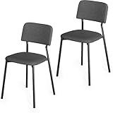 Xbro Sillas de Comedor Pack 2, Sillas de Cocina Acolchadas con Estructura de Metal, Sillas Tapizadas Modernas para Comedor, Cocina, Salón o Estudio, Color Gris Oscuro