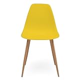 Homely - Silla de Comedor Cairo Nordic | Diseño Nórdico | Asiento de Polipropileno | Patas Metálicas Acabado Madera | para Dormitorio, Cocina, Comedor, Estudio | 46x54x84cm | Color Amarillo