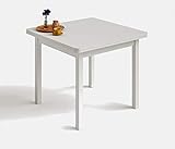 HOGAR24 ES | Mesa Cuadrada Multiusos Comedor Cocina | Dimensiones 90 x 90 cm Extensible Libro a 180 x 90 cm | Color Blanco