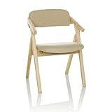 hjh OFFICE Silla Plegable tapizada SCANDIO Silla de Visita Silla Plegable de Madera, cargable hasta 120 kg, Beige, 729443