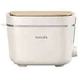 Philips Tostadora Edición Eco Conscious - 2 Ranuras, 8 Ajustes, Rejilla Calientabollos, Descongelación, Diseñada con Plásticos Biológicos, Blanco Seda Mate (HD2640/10)