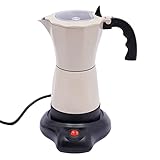 Vielrosse Cafetera espresso eléctrica, 480 W, cafetera moka con base, 1-6 tazas, máquina de café con base giratoria 360°, adecuada para casa, oficina, viajes, color crema, FDHN654654651