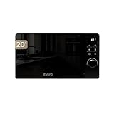 EVVO Microondas M20 Black, 20L de Capacidad, Grill 800W, Puerta Efecto Espejo, Multifunción, Función Descongelar, Temporizador 60 Minutos,Display Digital (Acabado Negro)