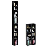 CARO-Möbel Estantería para CD DVD Blueray en color negro – Estantería multimedia de dos piezas, almacenamiento, soporte para CD con 10 compartimentos, para hasta 160 CD, 20 x 187 cm (ancho x alto)