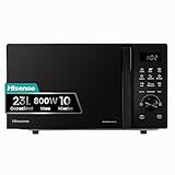 Hisense H23MOBSD1H - Microondas Digital con Grill 23L, 800W, Revestimiento Cerámico, Cristal Premium, 10 Niveles de Potencia, Función de Descongelación, 9 Programas Automáticos, Fácil limpieza