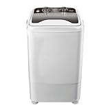 Lavadora Carga Superior Lavadora portátil Hogar Solo Barril Lavadora de Ropa Compacta Pequeña 7KG Capacidad Lavado/Deshidratación Programada con Un Solo Clic Limpieza Profunda (Gris)