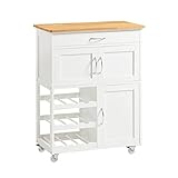 SoBuy Carrito de Cocina Estantería de Cocina Carrito de Servir Blanco 67x37x87cm FKW45-WN ES