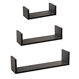 H HANSEL HOME Estantería de Pared, Juego de 3 Estantes, Baldas Flotantes, Estanteria Flotantes de Pared, Montaje Oculto, Juego de Baldas para Libros y Objetos de Decoración, Negro, 42/32/22cm