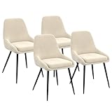IDMarket - Juego de 4 sillas Thalaya de terciopelo beige con reposabrazos
