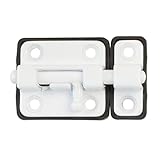 Amig - Pasador de Sobreponer para Puertas Mod.383 | 54 x 36 mm | Pestillo de Seguridad con Base de Plástico | Para Cierre Horizontal | De Acero Acabado en Blanco | Incluye Tirafondos