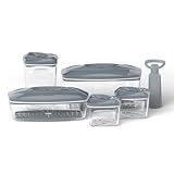 Dafi Recipientes para Alimentos al vacío SeeYoo Set de 5 uds. Gris - Para Envasar, Bomba de vacío incluida, Tapers para Comida Hermetico - Taper Plastico, Recipiente Vacio