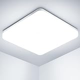 OUILA Plafon LED Techo, 20W 2000LM 6500K, IP44 Blanco Frío Cuadrado Ultra Delgado Luz LED Techo Para Salon Baño Balcón Dormitorio Pasillo Cocina