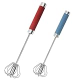 2 Piezas Batidor Manual, Semiautomático Batidor de Cocina Acero Inoxidable, Varillas Cocina per Mezclar Huevos (25.5cm + 31cm)