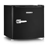 SEVERIN Mini frigorífico y congelador retro, nevera pequeña o mini congelador con regulación flexible de la temperatura, ideal para espacios pequeños, 31 litros, negro, GB 8880