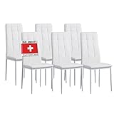 Albatros Silla de Comedor Rimini, Set de 6, Blanco, SGS Probado