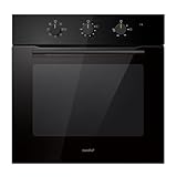 COMFEE' CBO60M80M1-BK Horno empotrable de 60 cm y 60 litros con 8 funciones, freidora de aire, cocción multifase, puerta extraíble, fácil limpieza, limpieza con vapor, color negro