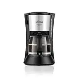 Ufesa Capriccio Delux Cafetera de Goteo, 6 Tazas, 600W, Jarra 0.6L, Filtro Permanente, Placa Calefactora Antiadherente, Sistema Antigoteo, Auto Apagado, Acabados Inox