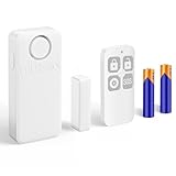 Erdiegle Alarma de Puerta con Mando a Distancia, Sensor de Puerta/Ventana con batería, Sonido de 135 dB, 4 Modos de Alarma, Contacto de Ventana/Puerta Sistema de Alarma para casa (DR100)