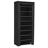 SONGMICS Zapatero de Tela de 10 Niveles, Zapatero con Funda Exterior de Tela 28 x 58 x 160 cm, para Zapatillas de Deporte, Tacones,Zapatillas, Marco de Metal, Negro RXJ10H