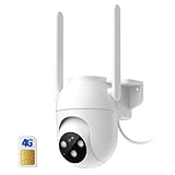 PEEIPM 4G LTE Camara Vigilancia Exterior con Sim Tarjeta: 360 Grados Camara Seguridad Exterior con Cable Visión Nocturna Color Ai Rastreo Móvil IP65(Carga por Cable)