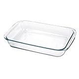 Bandeja de horno rectangular, Fuente para gratinar, Molde para hornear de Cristal, capacidad 1.6 L - Longitud 29.7 x Profundidad 17.8 x Altura 5.1 cm -JUANIO-