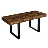 IDMarket Phoenix - Mesa de comedor extensible rectangular (6-10 personas, madera, efecto envejecido, negro, 160-200 cm)