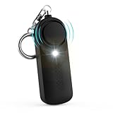 Qoosea Alarma Personal Femenina Safesound Personal Security Alarma 130DB Alarma de Seguridad con Luz LED Aprobada por la Policía Llavero Alarma para Niños, Mujeres y Estudiantes Mayores(Negro)