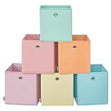 SONGMICS Caja de Almacenaje, Juego de 6, Organizadores Plegables, 26 x 26 x 28 cm, Tela, para Estantería Cúbica, de Colores, Cesta de Almacenaje, para Dormitorio, Salón RFB226X01