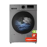 EVVO Secadora condensación 8 kg, Selector de Tiempo, Clase Energética B, Aire Frío para Prendas Delicadas, Airfresh, Sensor de Humedad, Antiarrugas, Inicio Diferido (Modelo Nature S8CX Inox)