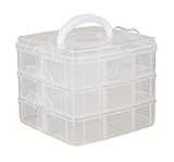 Rayher Caja clasificada con asa, Surtido, 15,5x15,5x12,9 cm, 3x6 compartimentos