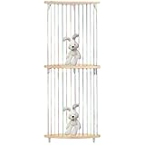 Organizador de madera – Estufa de juguetes ajustable, soporte de almacenamiento de animales de peluche | Organizador de juguetes de peluche de esquina con cuerda elástica dinámica, almacenamiento de