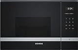 Siemens BE555LMS0 iQ500 - Microondas integrable, 38 cm, 25 L, 900 W, Grill 1200 W, Color negro y acero inoxidable