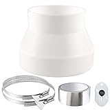URHRHU (15 cm – 12,5 cm) Reductor de conducto ABS 150mm a 125mm con 2 abrazaderas de acero inoxidable Reductor de ventilación para conducto de ventilación de extractor de aire