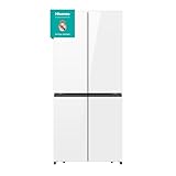 Hisense RQ5P470SETE - Frigorífico Americano Cuatro Puertas, 483L, Class E, Ancho 79.4cm x Alto 178.5cm, Dual Tech Cooling, Multi Air Flow, No Frost, Triple Zone, Conectividad Wifi, Blanco Cristal