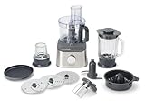 Kenwood Multipro Compact Procesador Robot de Cocina, Bol de 1,2L, Batidora de Vaso de 1,2L, Gancho para Amasar, Varillas, Discos para Cortar y Rallar, Molinillo de Especias, 800 W, FDM313S, Plata