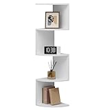WOLTU Estanteria de Pared, Estante de Esquina de 5 Niveles, Estanteria Flotante de Pared en Diseño Zigzag, Estanteria de Pared Decorativa para Dormitorio, Salón, Cocina, Blanca, RG9520ws