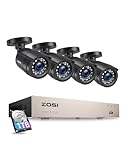 ZOSI Kit de Videovigilancia 5MP Lite 8CH H.265+ Grabador DVR con (4) 1080p Cámara de Seguridad Exterior, Visión Nocturna, Alarma de Movimiento, 1TB Disco Duro