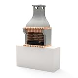 MOVELAR - Barbacoa de Obra en Hormigón y Ladrillo Alcoa Volante – Para Carbón y Leña, Resistente y Duradera para Exterior (86,5 x 58 x 150 cm)