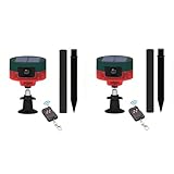 Lancoon 2 Pack Solar Motion Sensor de Alarma Aire Libre con la Mejora de 360 °Detector de Alarma 129db Fuerte Sirena Intermitente luz estroboscópica de con Mando a Distancia para Granja Granero