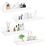 Avmvnvc Estanteria Pared, Juego de 4 Baldas Pared sin Agujeros, 30CM Estanterias de Pared Blanca, Estantes Flotantes de Pared Acrílico para Baño, Sala de Estar, Dormitorio, Cocina, Oficina