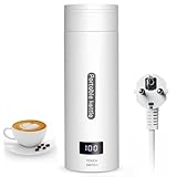 Flintronic Hervidor Agua Electrico, 380ML Hervidor de Viaje, 3 en 1 Mini Taza de Agua Eléctrica, Doble Capa 304 Tanque Interior de Acero Inoxidable, Apagado Automático, para Hacer Café, Leche y Té