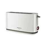 Taurus Mytoast - Tostadora de pan de una ranura larga y extra ancha 1000W. Función cancelar, recalentar y descongelar. 7 niveles de tostado. Sistema Auto-Centrado. Bandeja recogemigas.