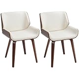 HOMCOM - Juego de 2 sillas de comedor estilo vintage con revestimiento sintético blanco y patas de madera