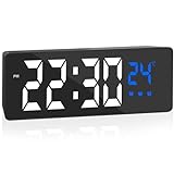 Jsdoin - Reloj Despertador Digital, Pantalla LED Grande, Reloj Despertador con Pantalla de Temperatura, Reloj Despertador Alimentado por USB/batería con 3 Modelos de Alarma, 12/24 Horas, atenuación