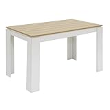 FURNITABLE Mesa de comedor, mesa de cocina de madera, estilo escandinavo, mesa para 4-6 personas, 120 x 70 x 75 cm, roble y blanco