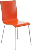 CLP Silla de Espera Pepe I Silla para Visitas con Asiento de Madera I Silla de Conferencia con Soporte Metálico Estable, Color:Naranja