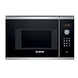 Bosch - Microondas Integrable, 800 W, 20 litros, Serie 4, Grill, Negro/Inox, BEL523MS0