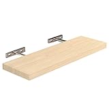 SolidRobust Estantería de Pared de Madera Maciza–Balda Flotante Resistente Color Roble– Estante Repisa Decorativa para Baños, Cocina o Salón.(Paulownia Color Roble,15 * 60 * 2.5)