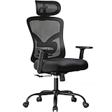 NOBLEWELL Silla de Oficina Ergonómica con Soporte Lumbar, Reposacabezas 2D, Reposabrazos Ajustable, Cojín Mejorado, Inclinación de 130°, Silla para Oficina en Casa